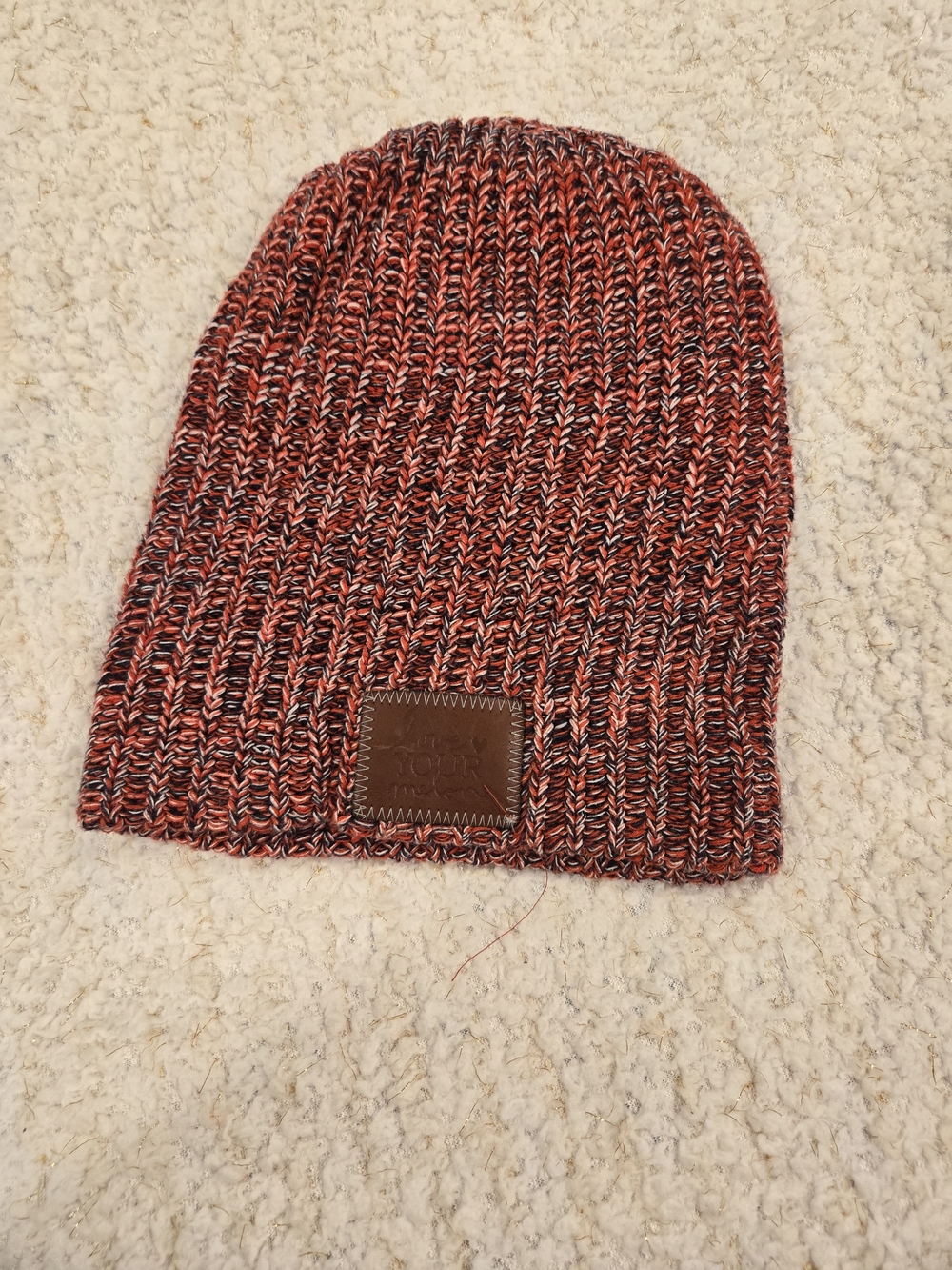 Love Your Melon Red, Black, & White Knit Beanie